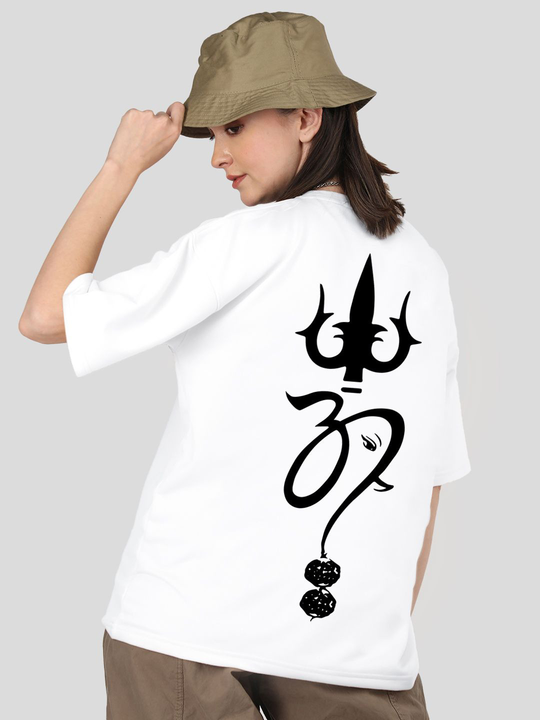 

CHKOKKO Women Graphic Printed Round Neck Cotton Oversized T-Shirt, White