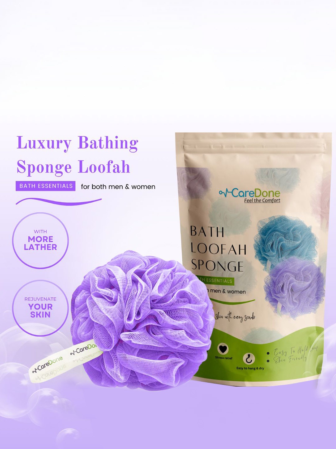 

CareDone Soft & Large Round Bath Loofah, Purple