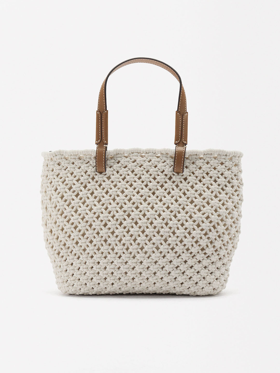 

PARFOIS Woven Design Structured Handheld Bag, Off white