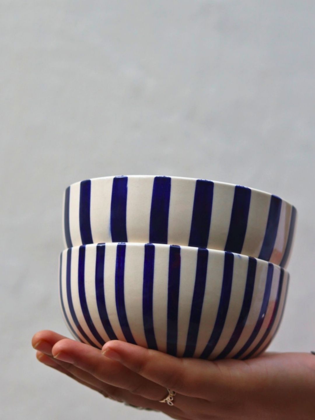 

WEAVING HOMES Blue & White 2 Pieces Printed Ceramic Serving Bowls