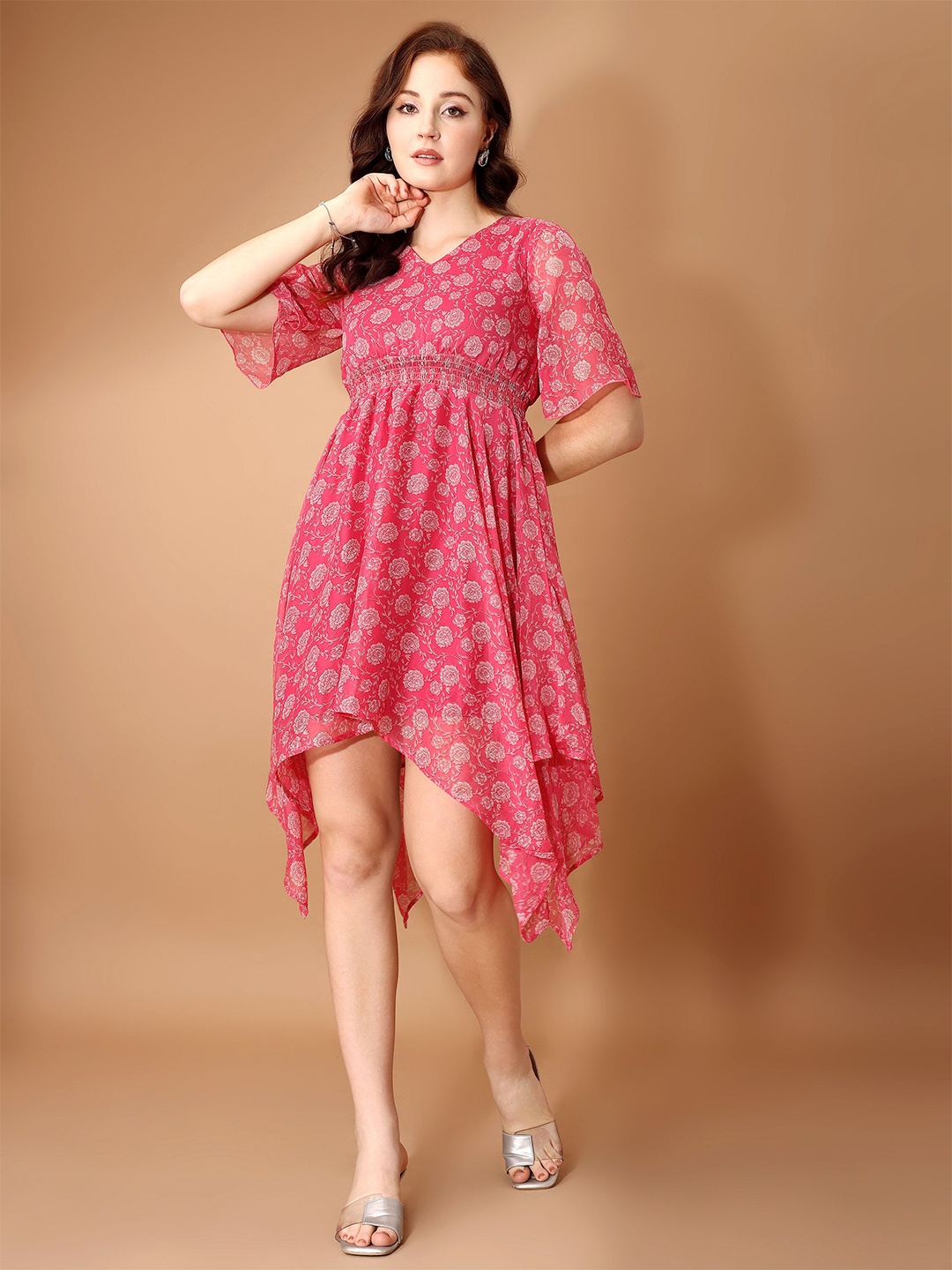 

Murcia Floral Printed Fit & Flare Dress, Pink