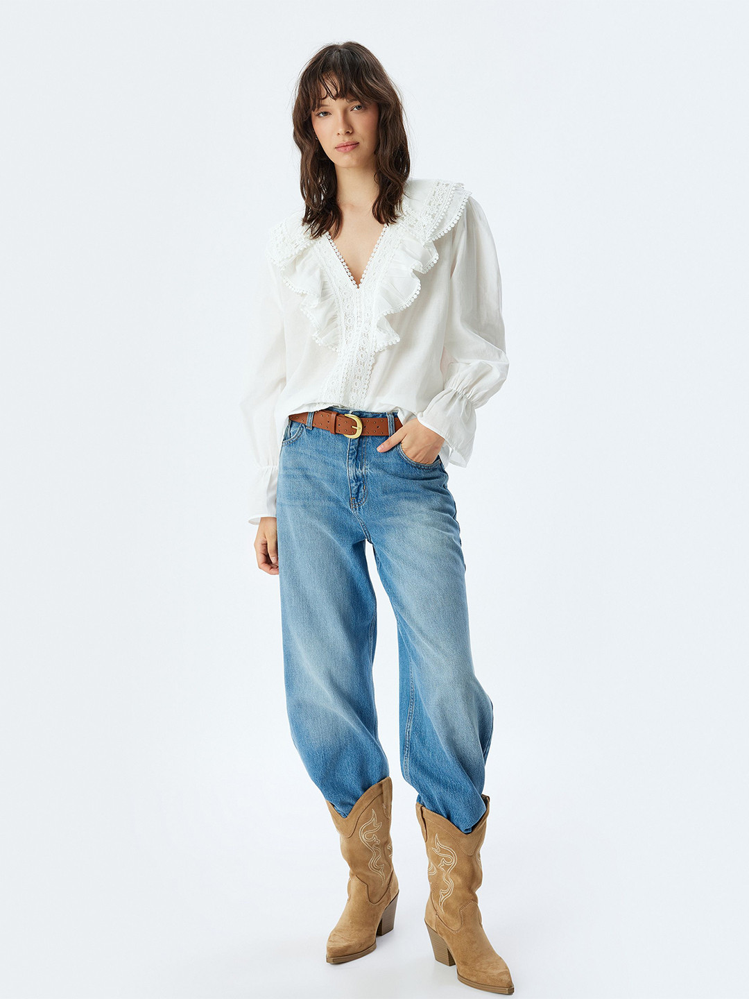 

Koton Women Spread Collar Solid Cotton Casual Shirt, Off white