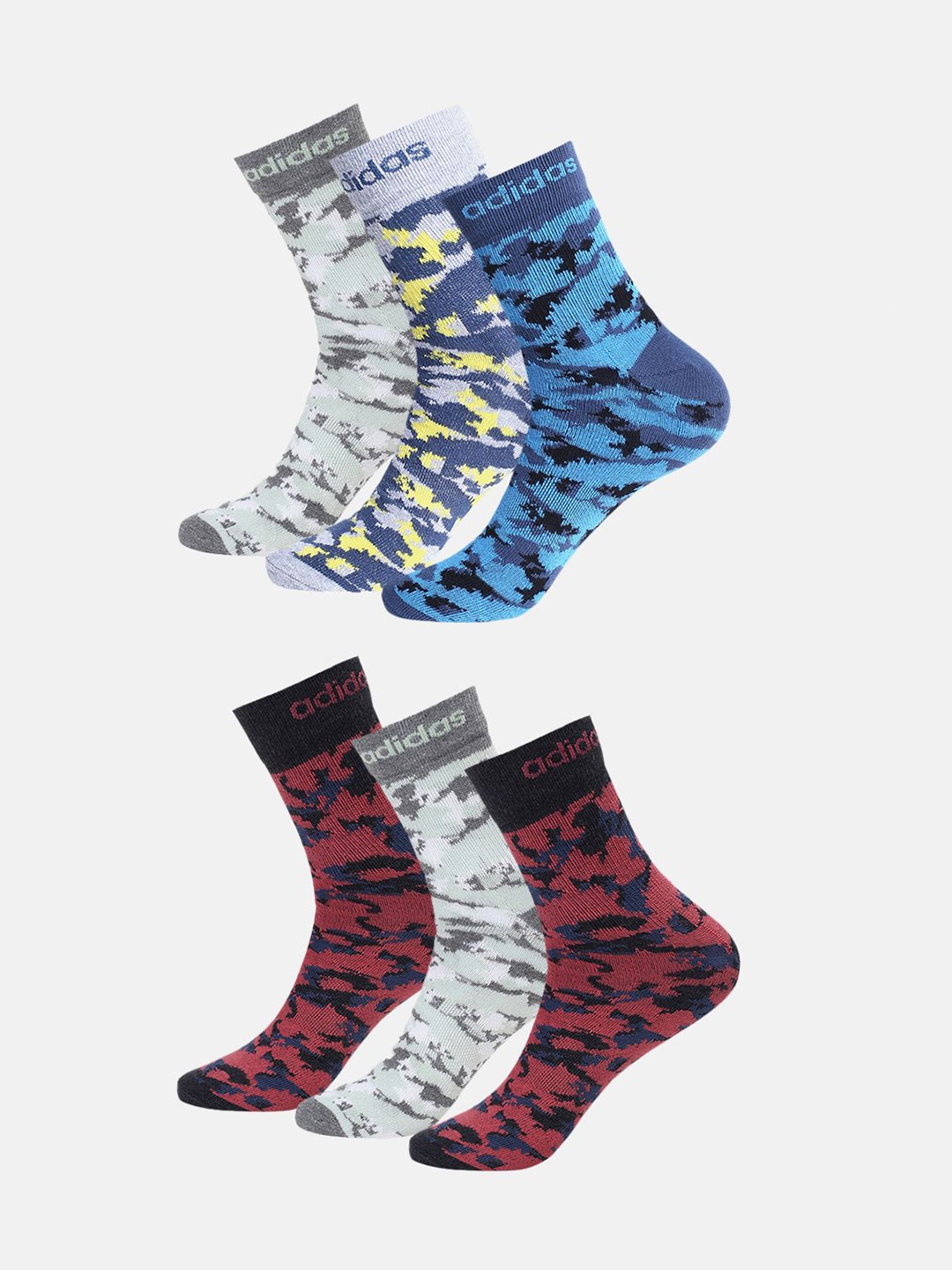 

ADIDAS Men Pack Of 4 Patterned Ankle-Length Socks, Red