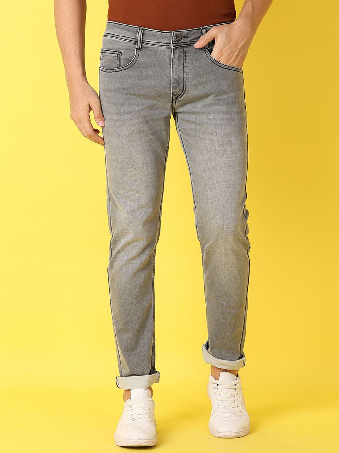

V-Mart Men Slim Fit Mid-Rise Jeans, Grey