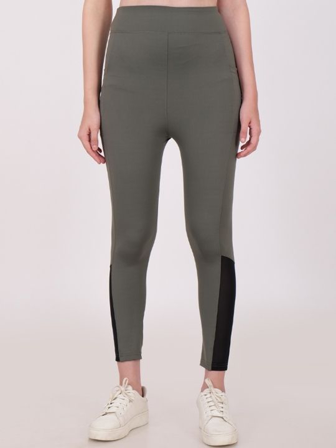 

FLURR Women Antimicrobial Slim-Fit Ankle-Length Gym Tights, Olive