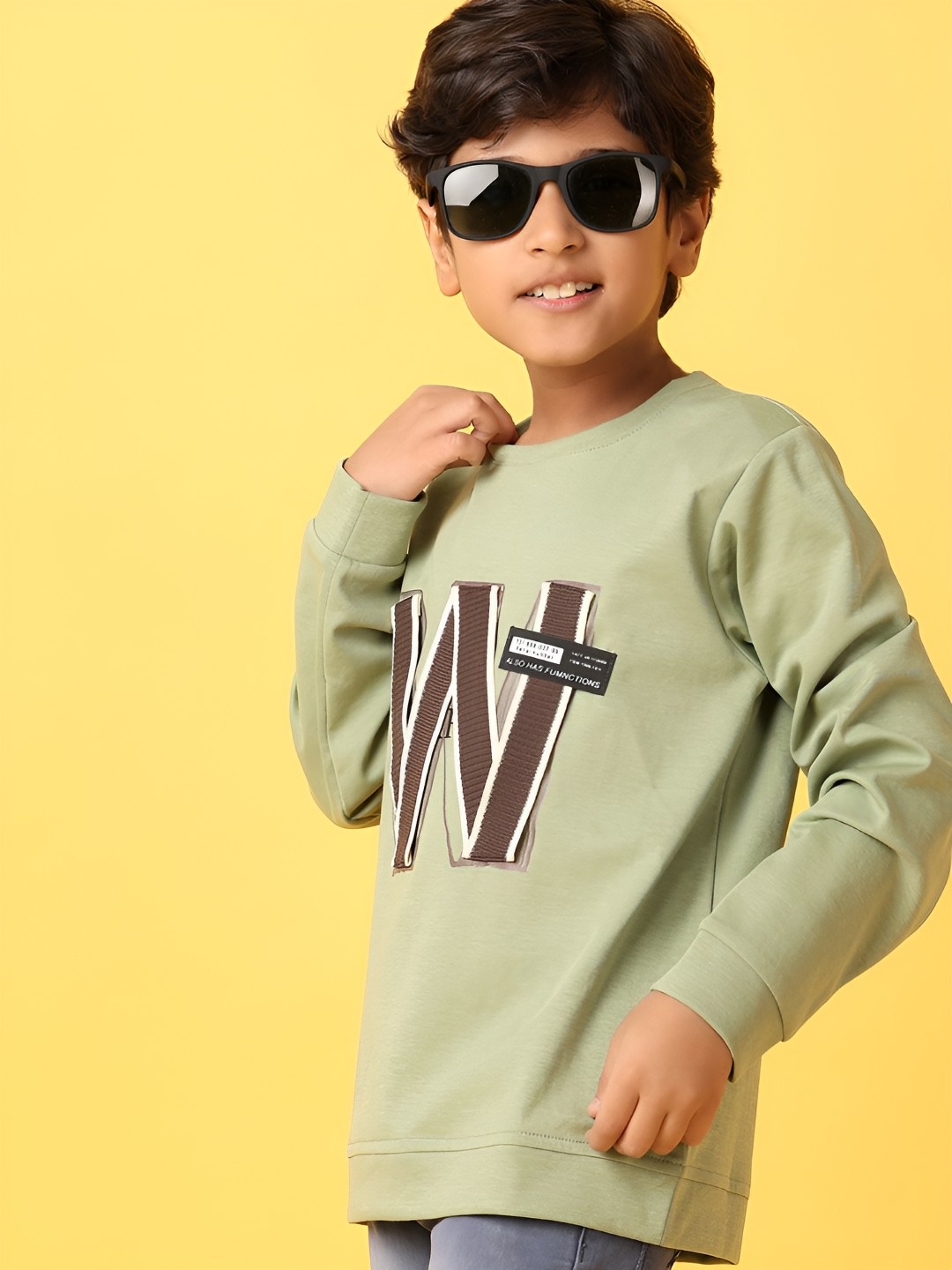 

V-Mart Boys Typography Printed Round Neck Cotton Oversized T-Shirt, Green