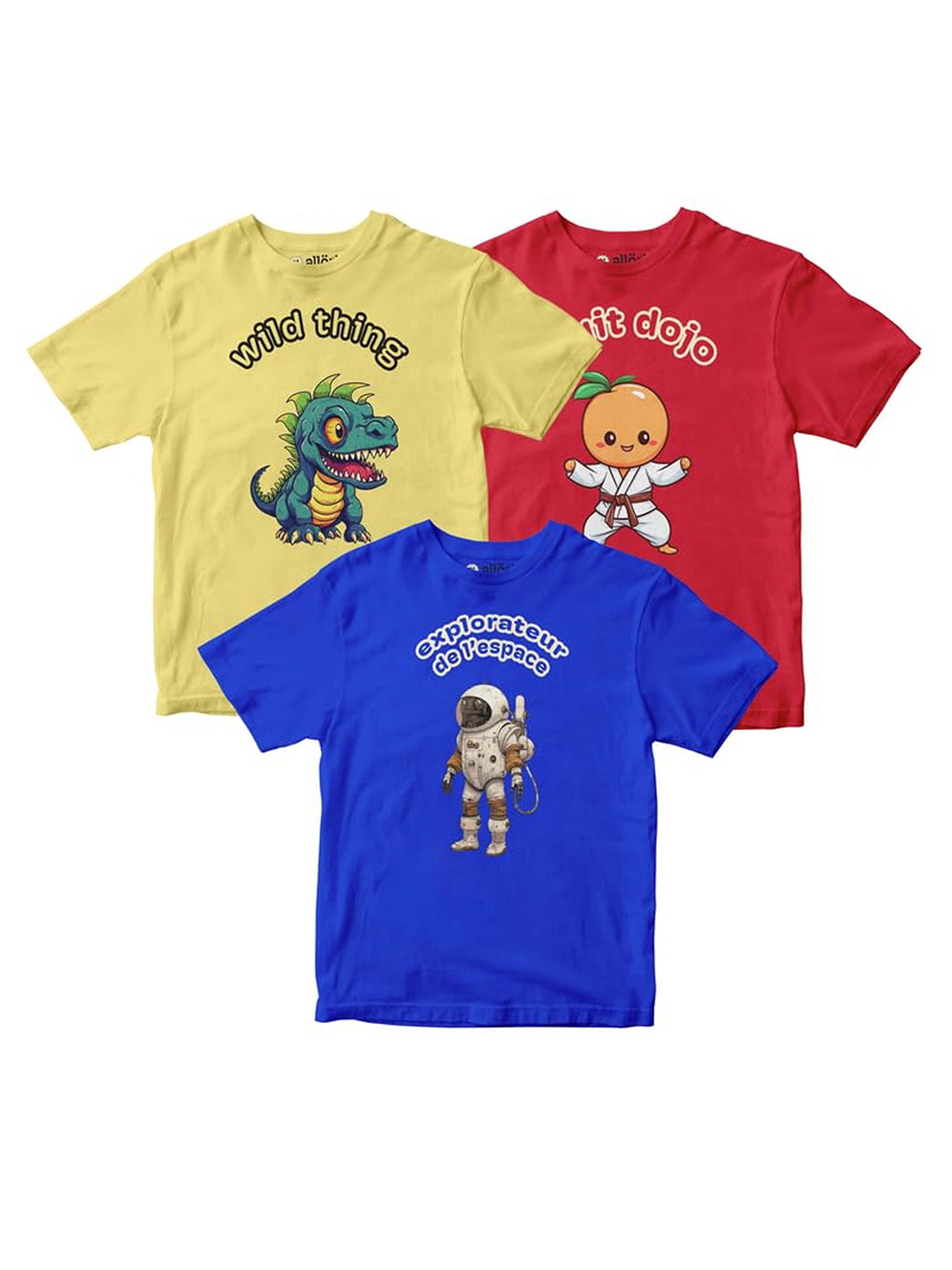 

allorio kids Boys 3 Printed Applique Slim Fit T-shirt, Multi