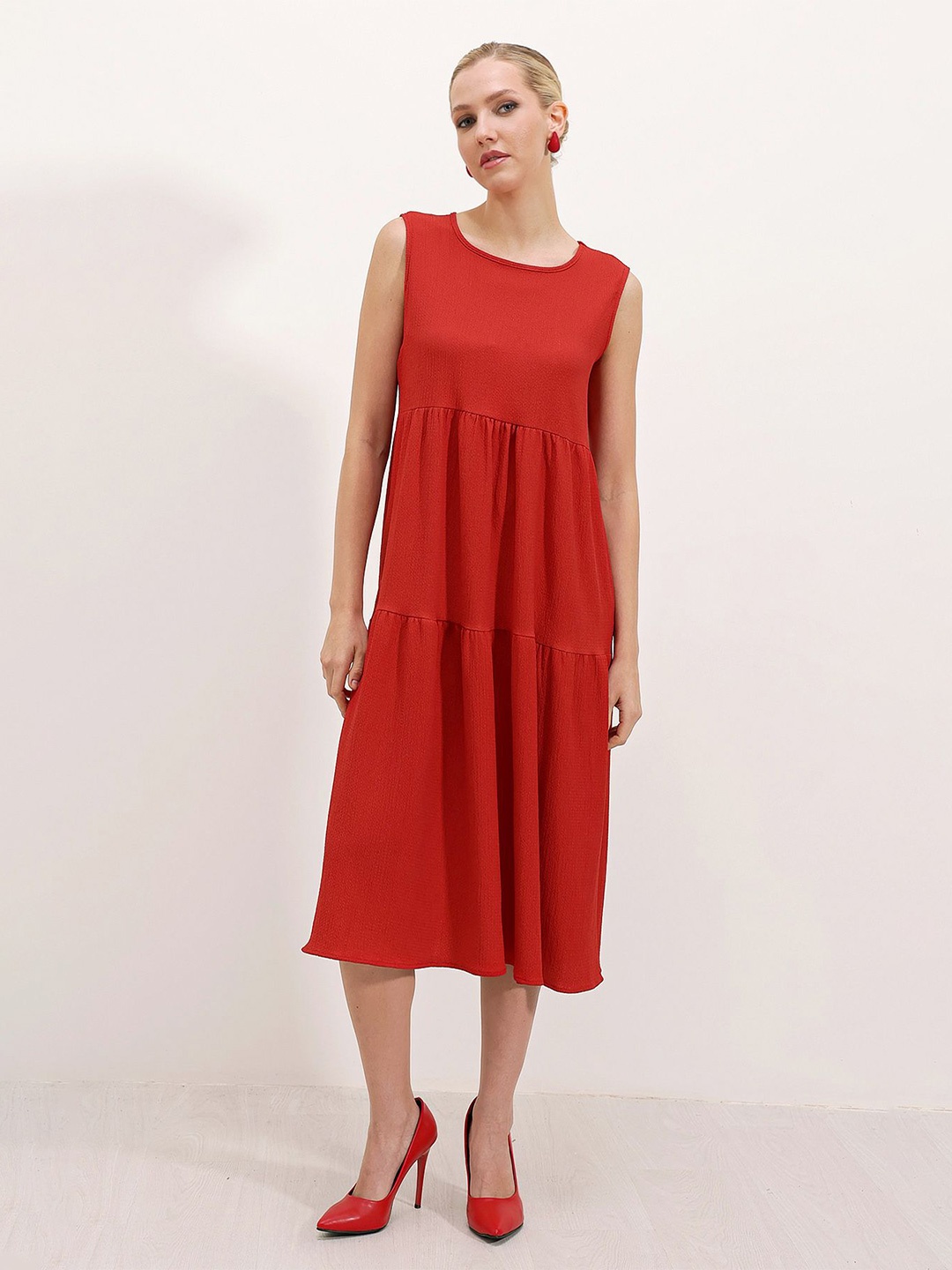 

BIGDART polyester A-Line Midi Dress, Na