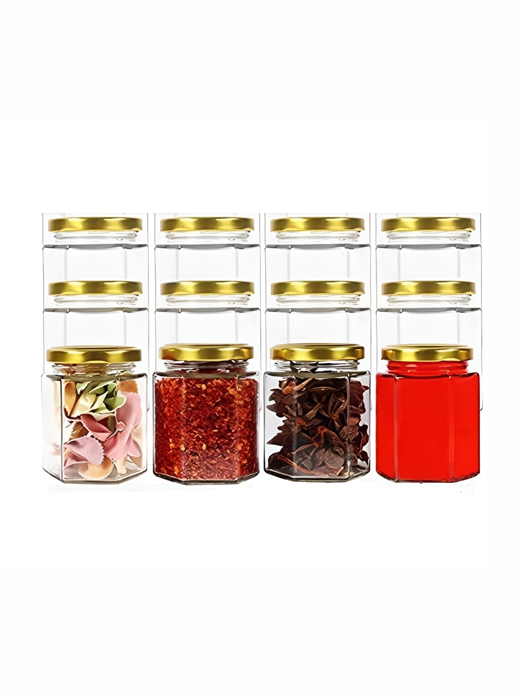 

CROCO JAR Transparent 12 Pieces Hexa Shape Storage Glass Containers 250 ml
