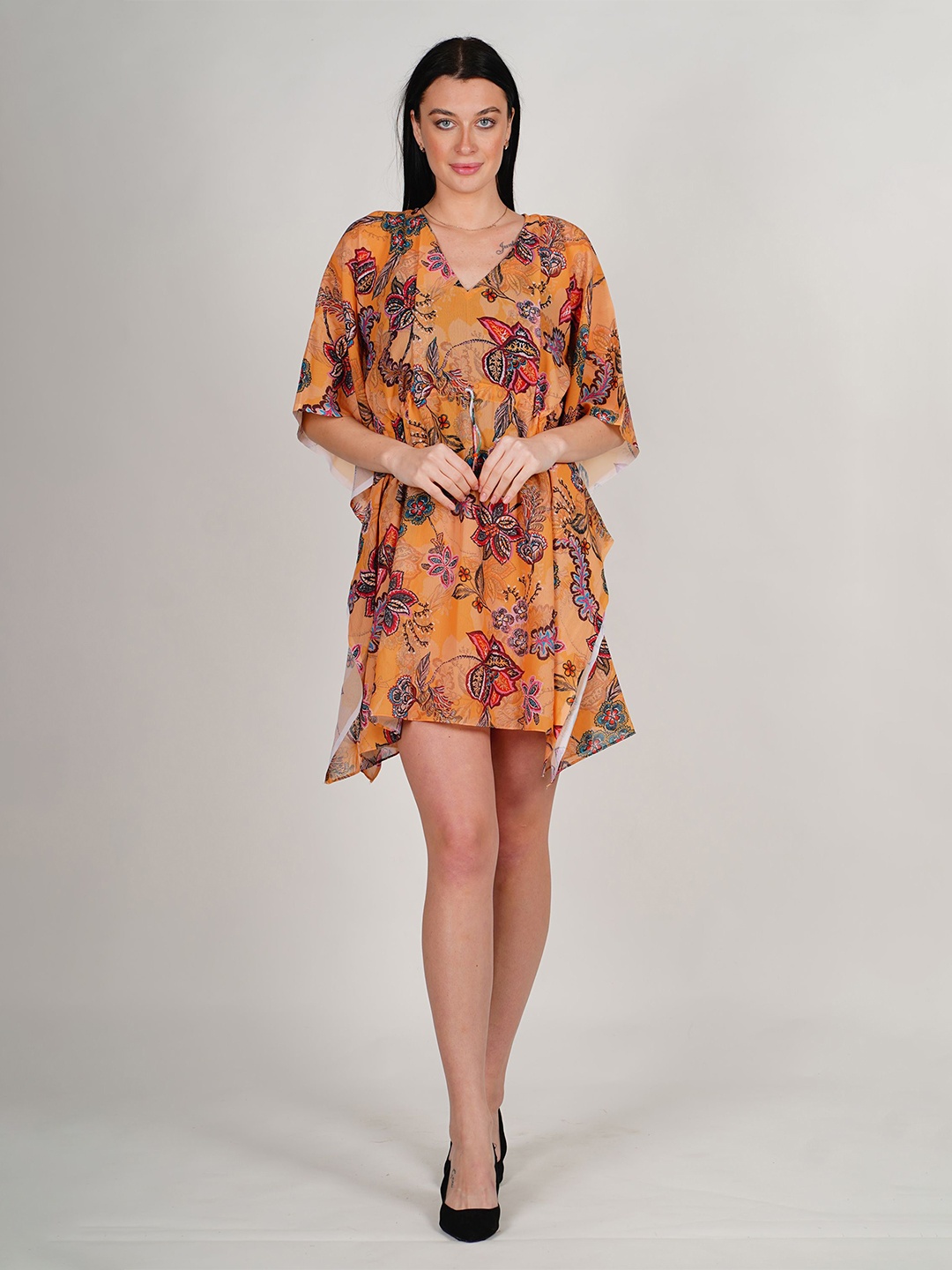 

ravi rajoria Print Kimono Sleeve Crepe Kaftan Maxi Dress, Multi