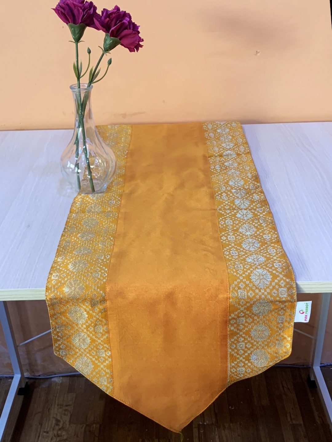 

Pink Parrot Yellow & Grey-Coloured Floral Floral Printed Table Runner