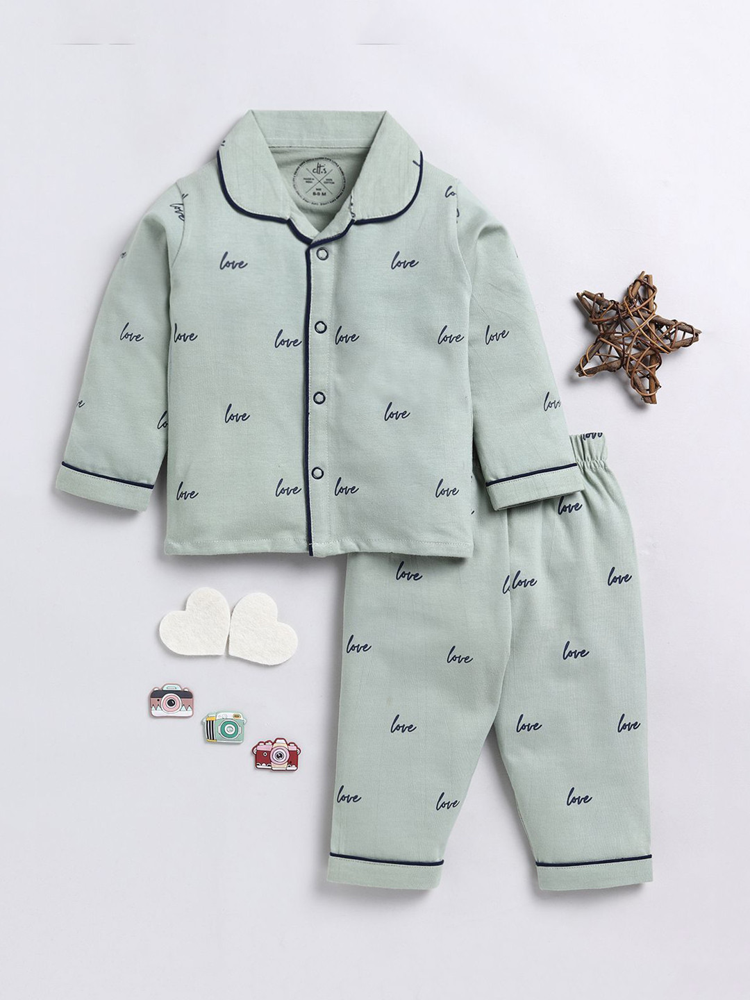 

Clt.s Unisex Kids Printed Night suit, Green