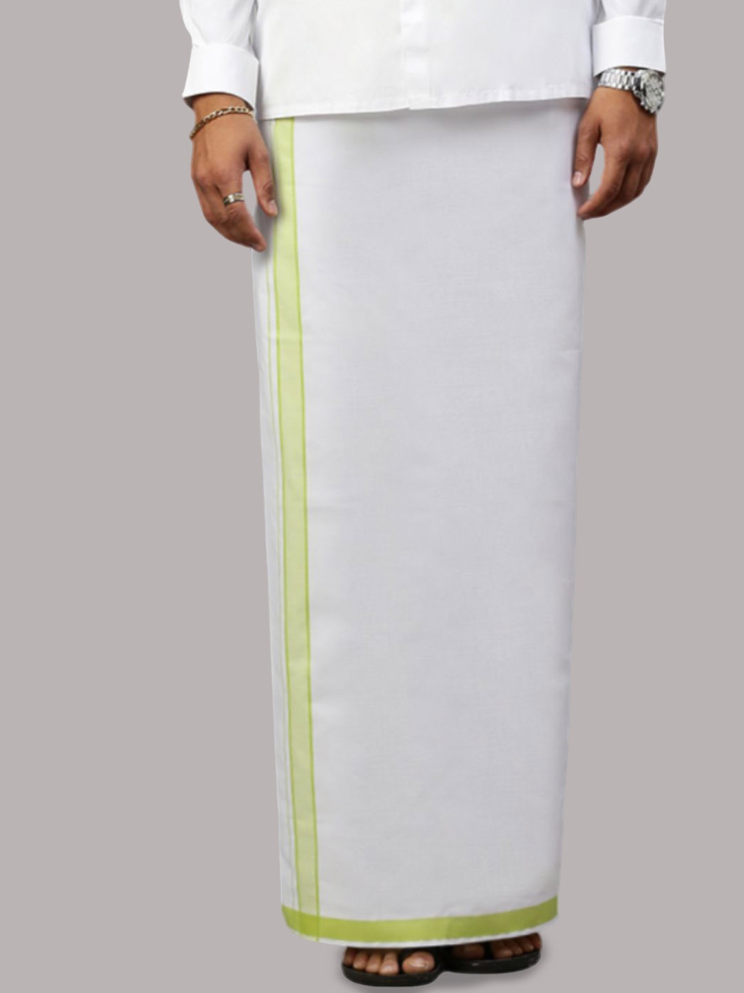 

RAMRAJ Men Prestigious Look Dhoti with Fancy Border, White