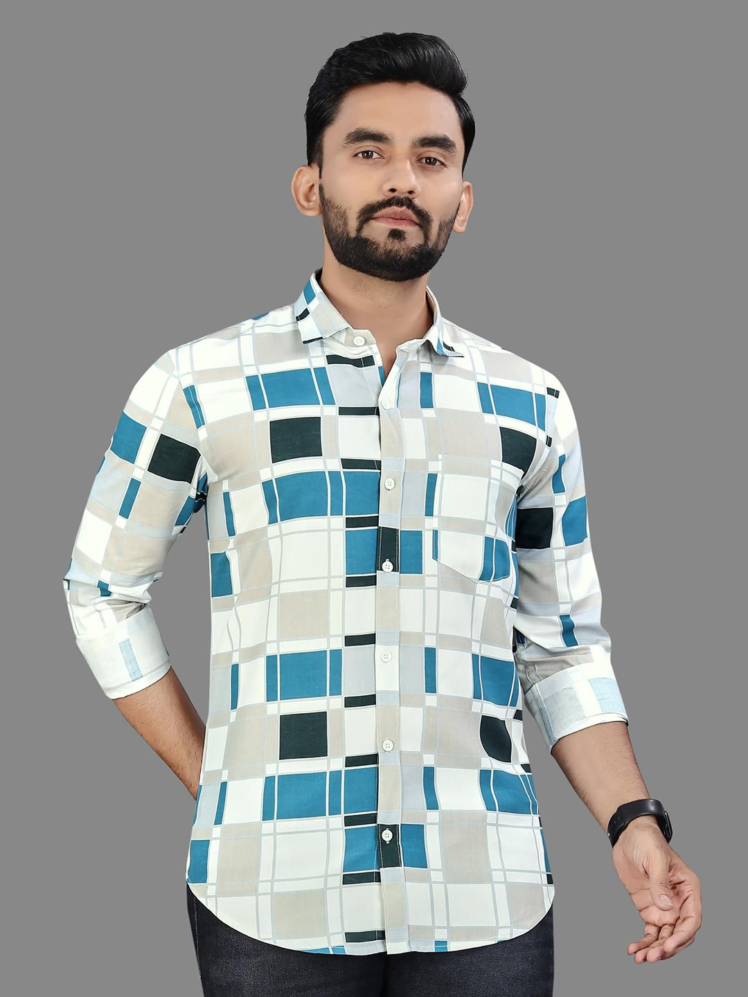 

ADWYN PETER Men Classic Spread Collar Abstract Printed Cotton Casual Shirt, Multi