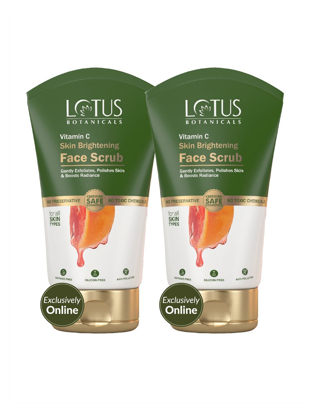 

Lotus Botanicals Set Of 2 Vit-C Exfoliating, Polishing & Brightening Face Scrub- 100g Each, Green