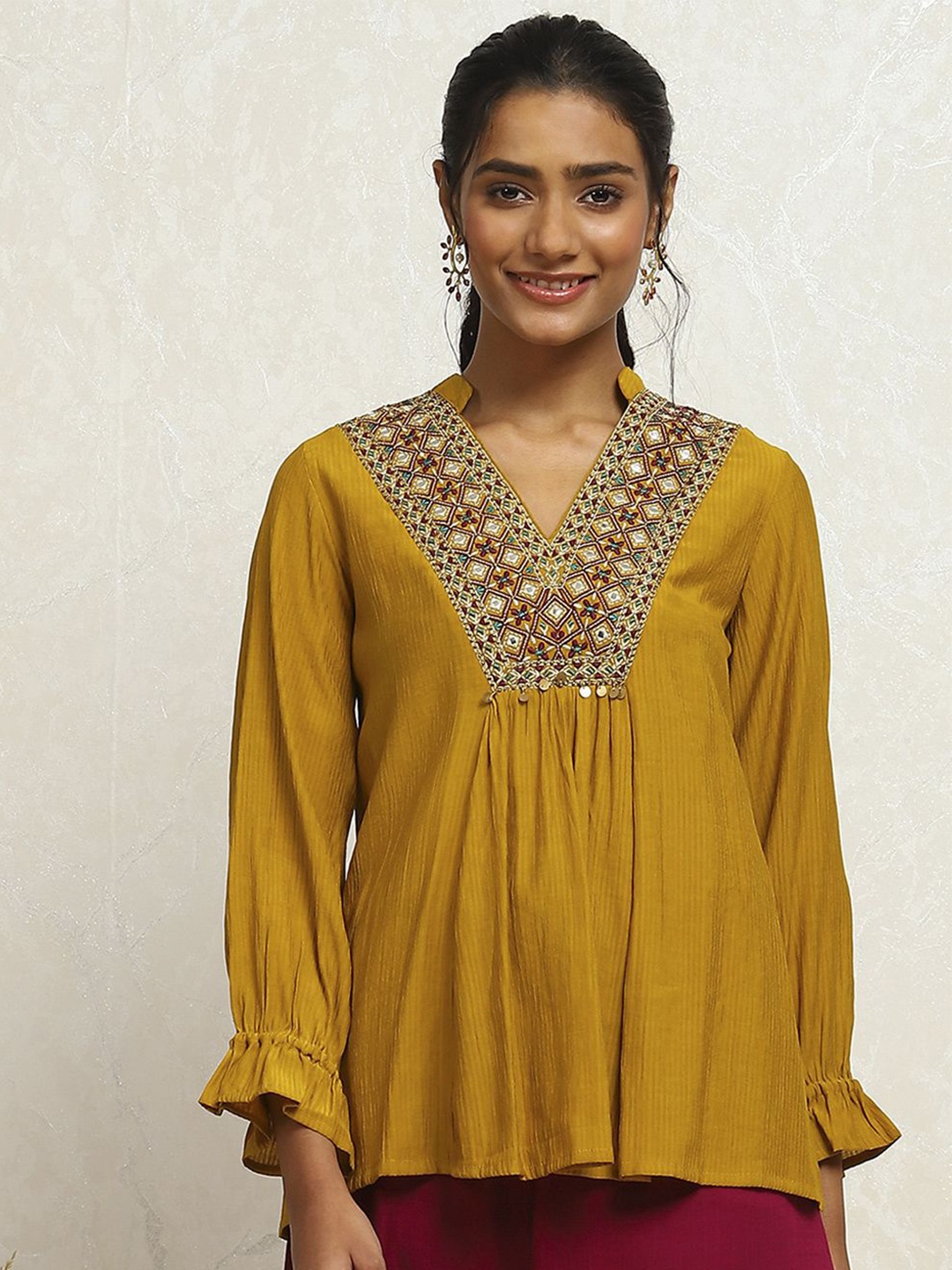 

Biba Embroidered A-Line Tunic, Yellow