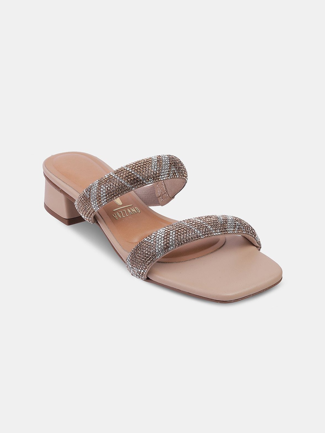 

Vizzano Embellished Block Heel Sandals, Beige