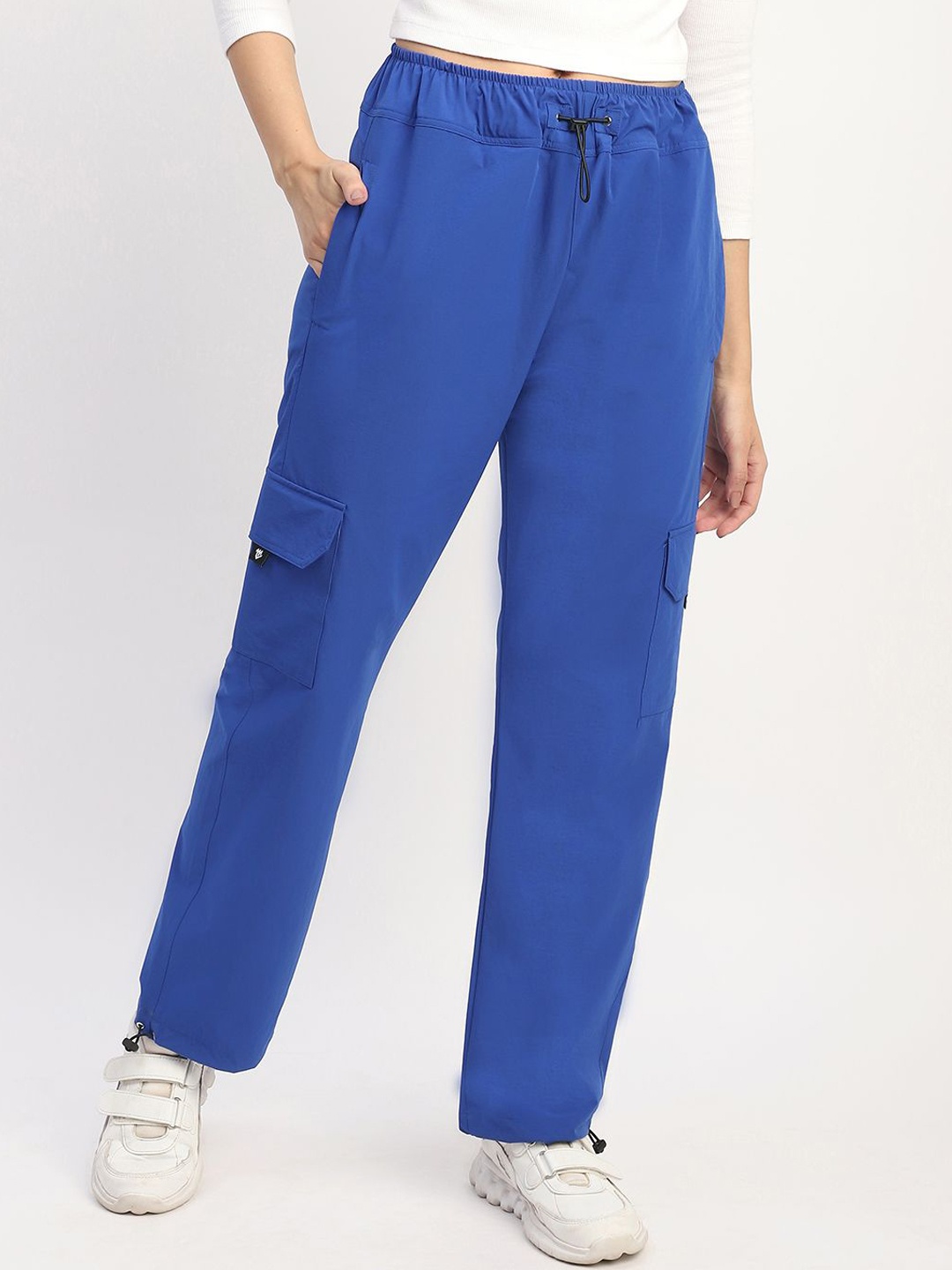 

Mark Leute Women Straight Fit Parachute Cargo Joggers Track Pants, Blue