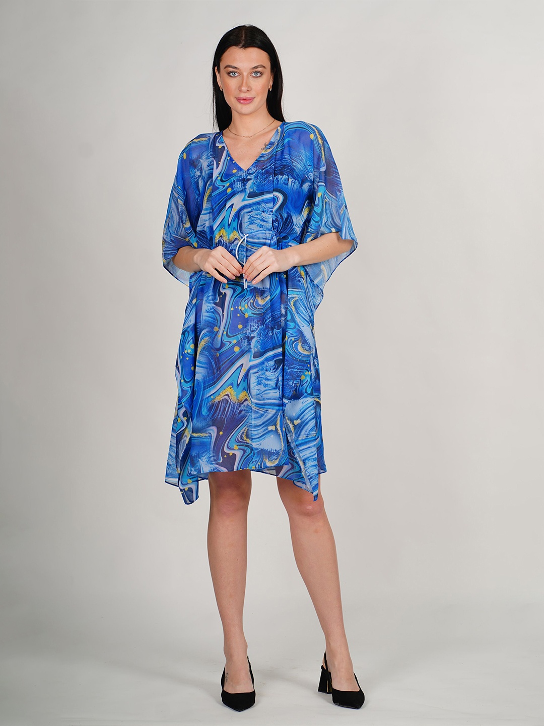 

ravi rajoria Printed Kimono Sleeves Kaftan Dress, Multi