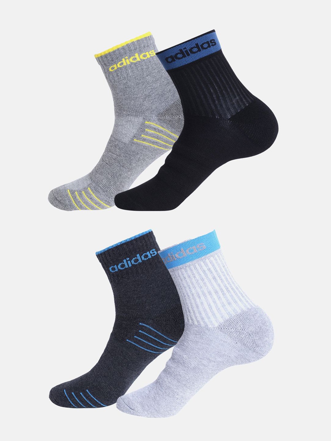 

ADIDAS Men Pack Of 4 Ankle Length Socks, Blue