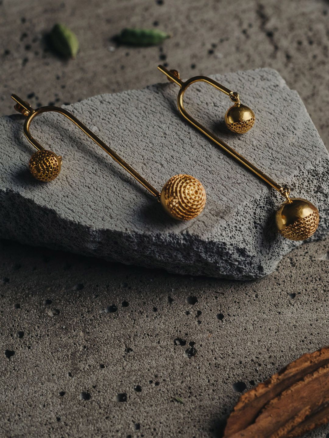 

The Slow Studio Gold-Plated Contemporary Long Drop Earrings