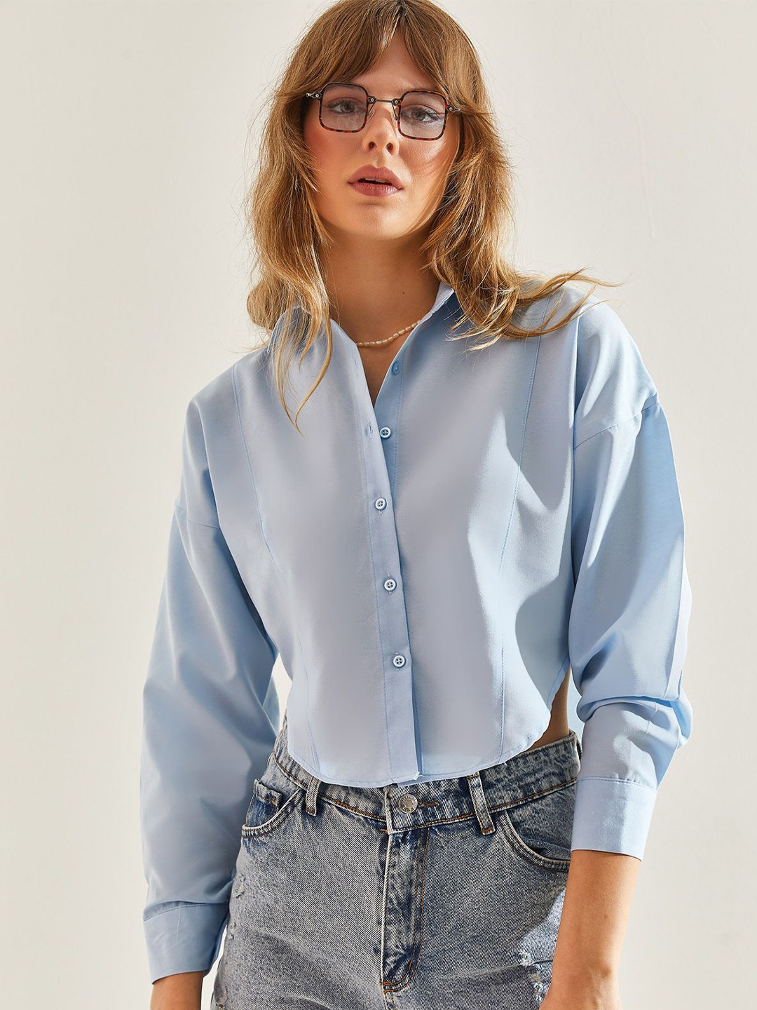 

BIANCO LUCCI Women Spread Collar Solid Casual Shirt, Na