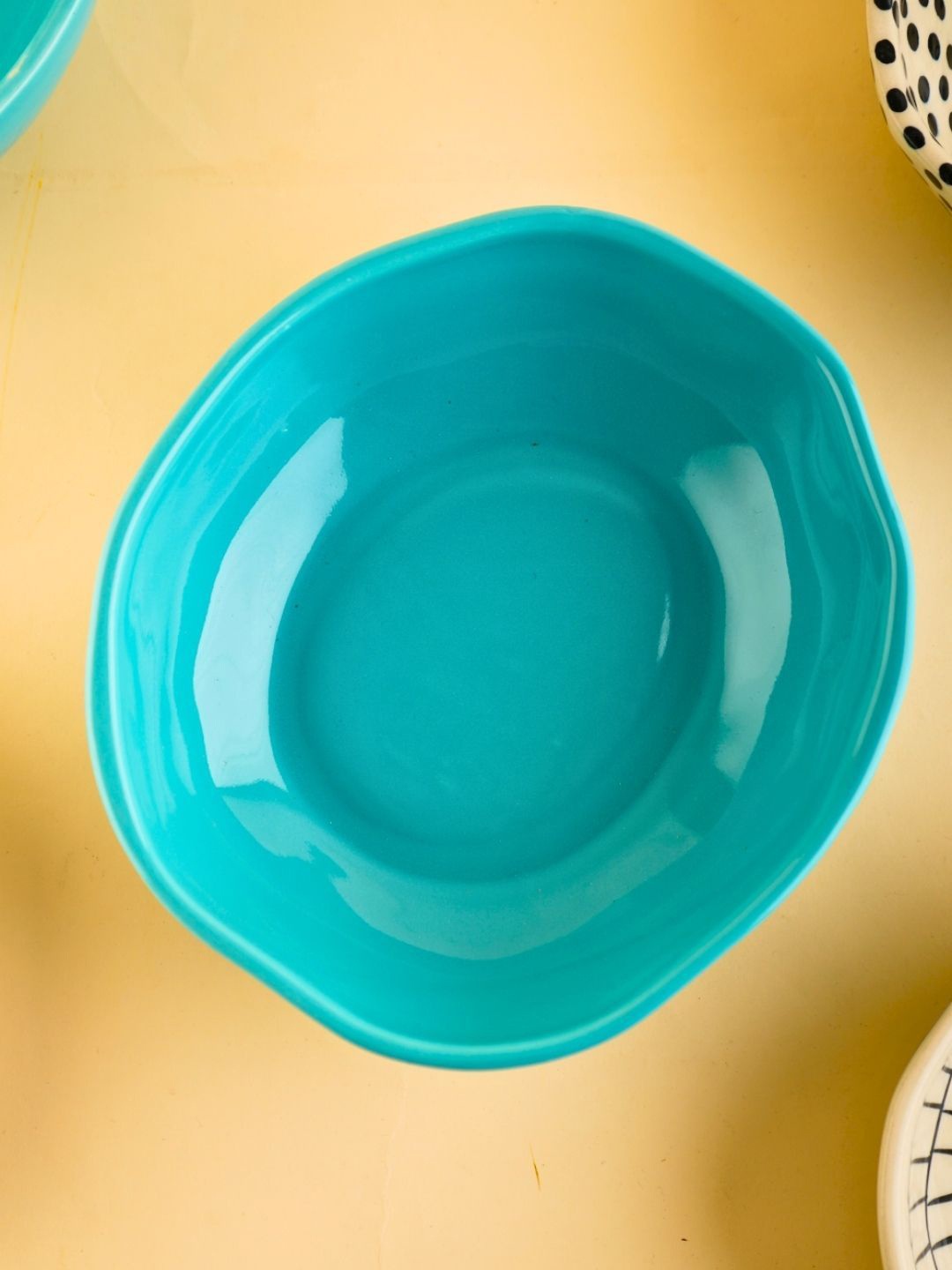 

WEAVING HOMES Teal Blue Ceramic Serving Bowl 280 ml