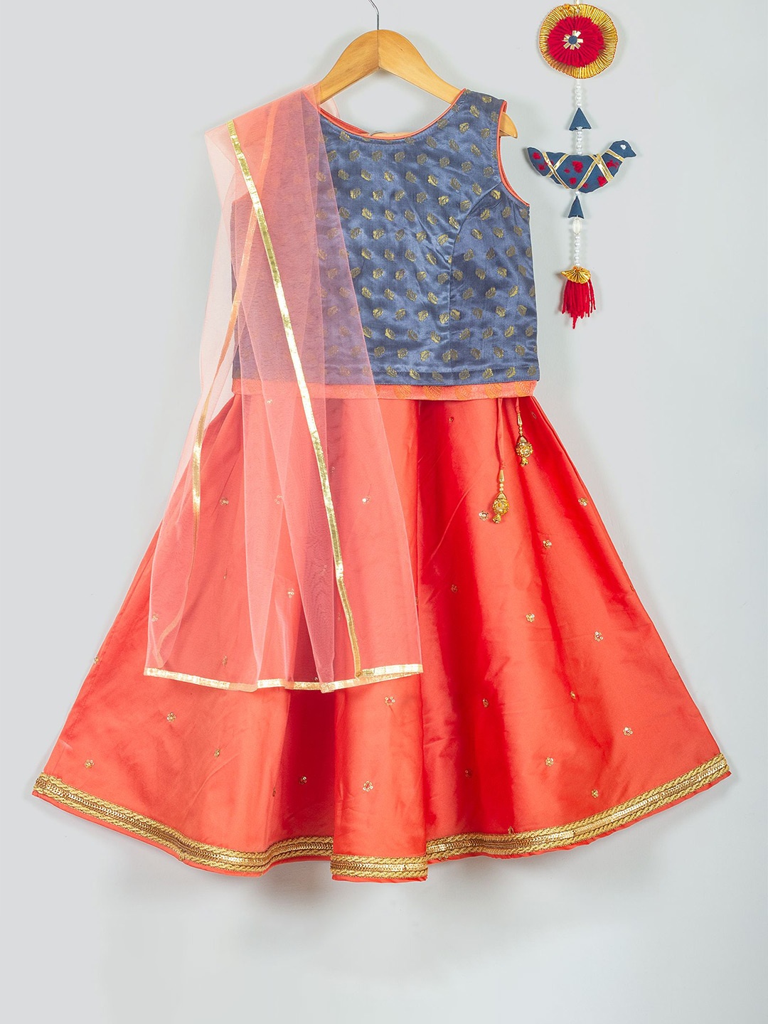 

Tangerine Closet Girls Ready to Wear Lehenga & Blouse With Dupatta, Peach