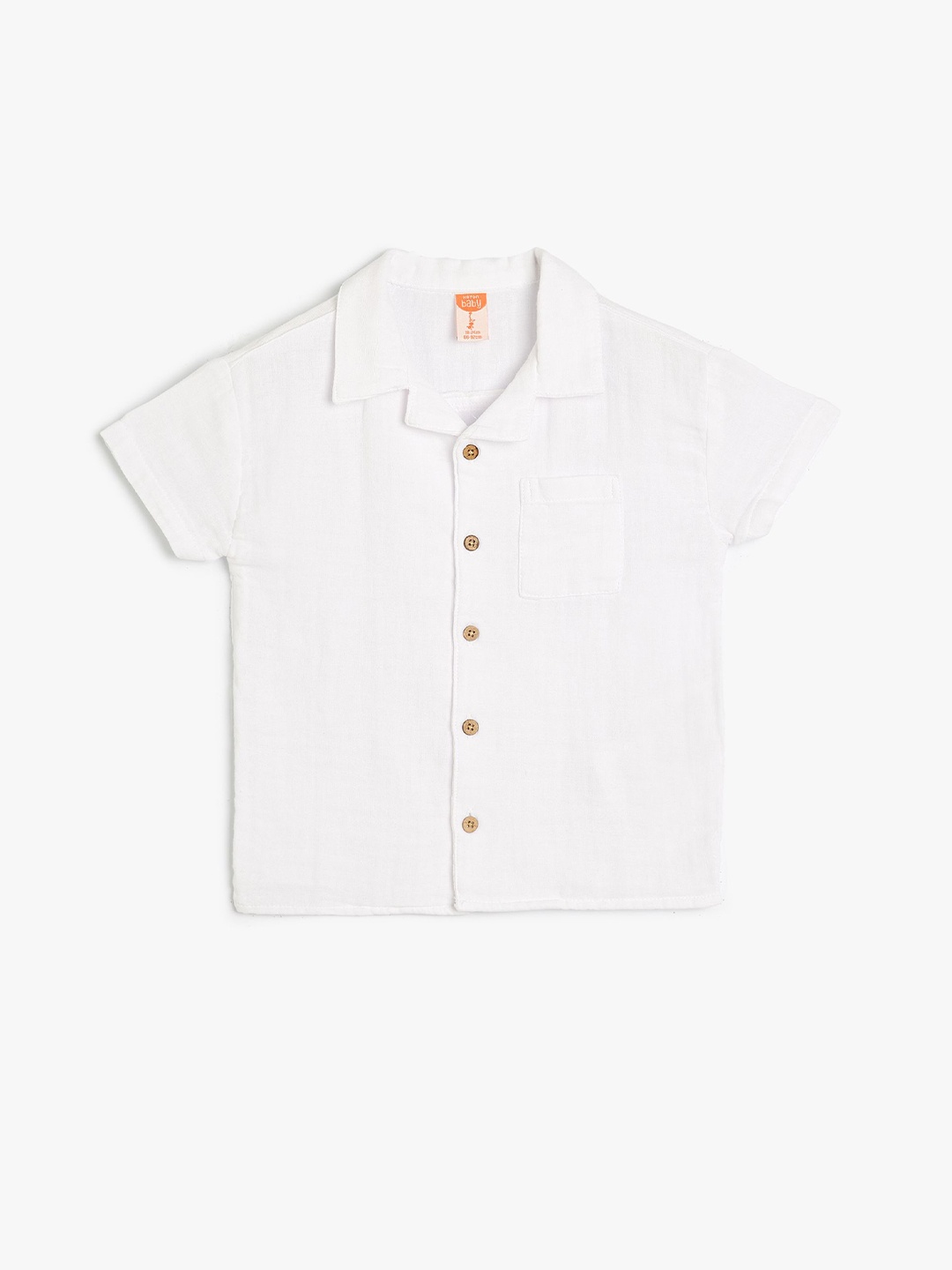 

Koton Boys Cuban Collar Solid Cotton Casual Shirt, White
