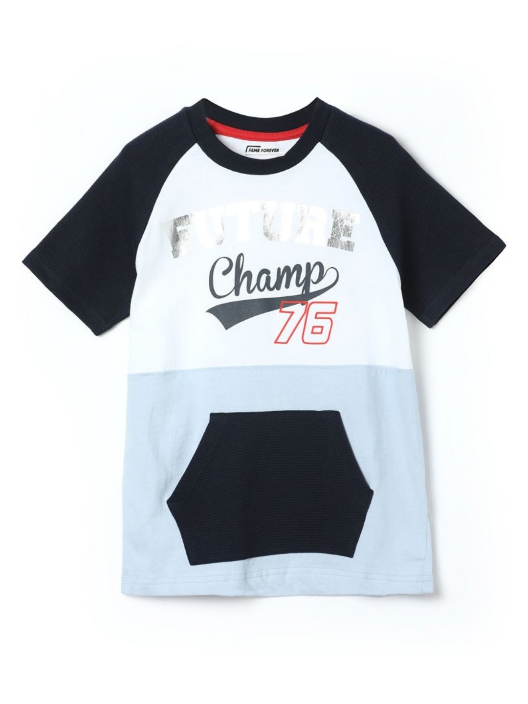

Fame Forever by Lifestyle Boys Colourblocked Round Neck Cotton T-Shirt, Blue