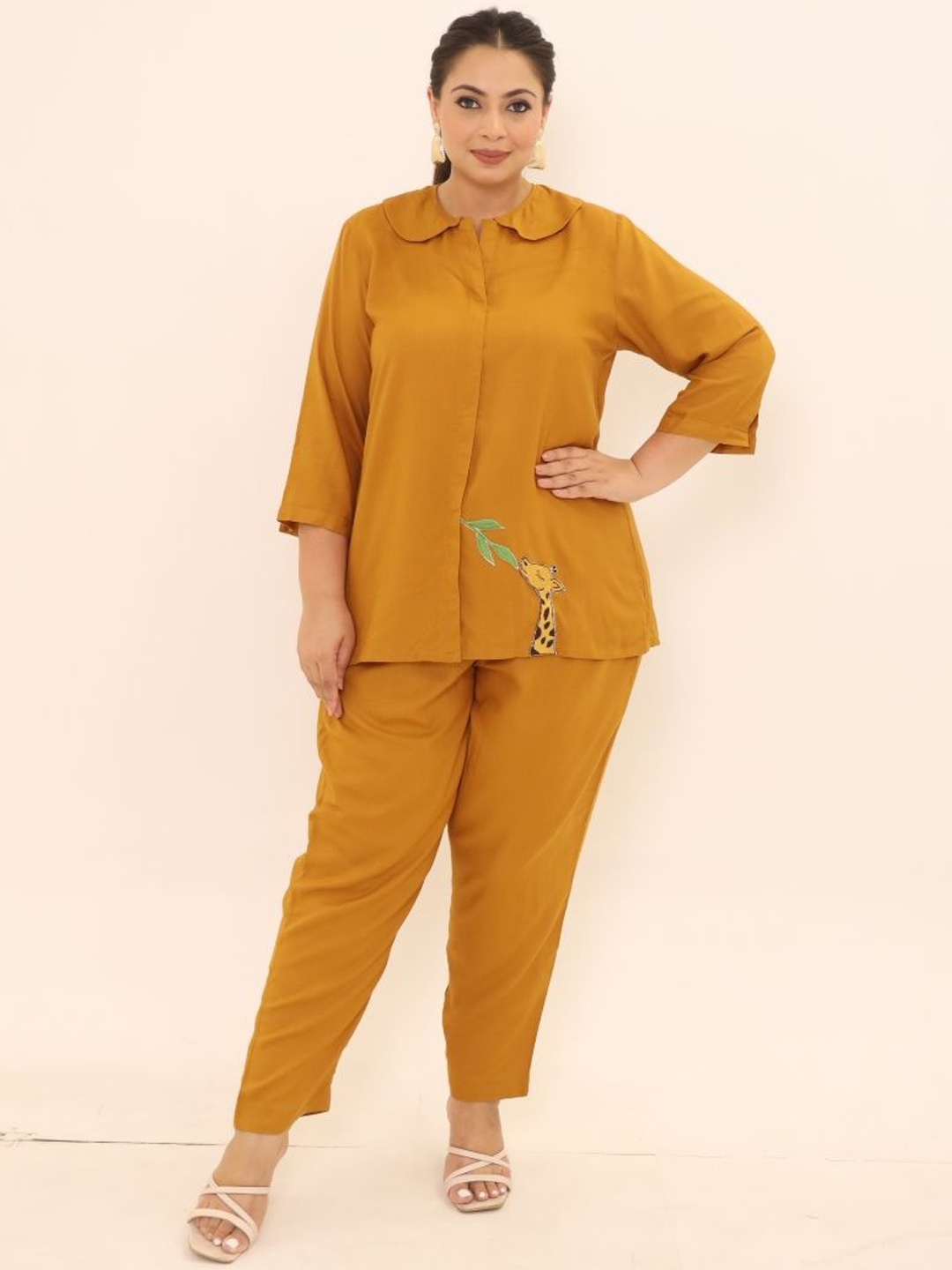 

Swadeshi Shringaar Embroidered Shirt With Trouser, Mustard