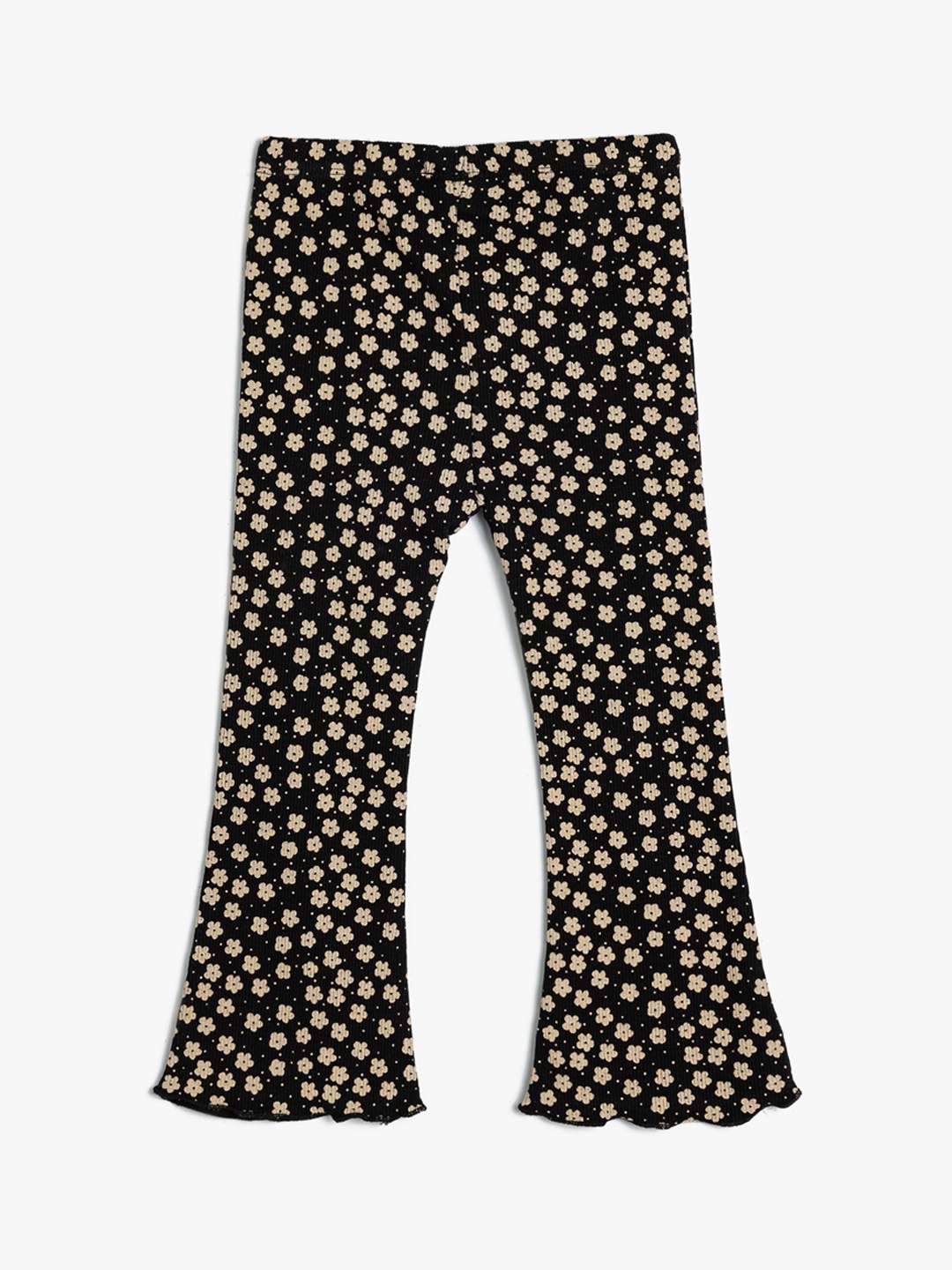 

Koton Girls Printed Cotton Mid Rise Trousers, Black