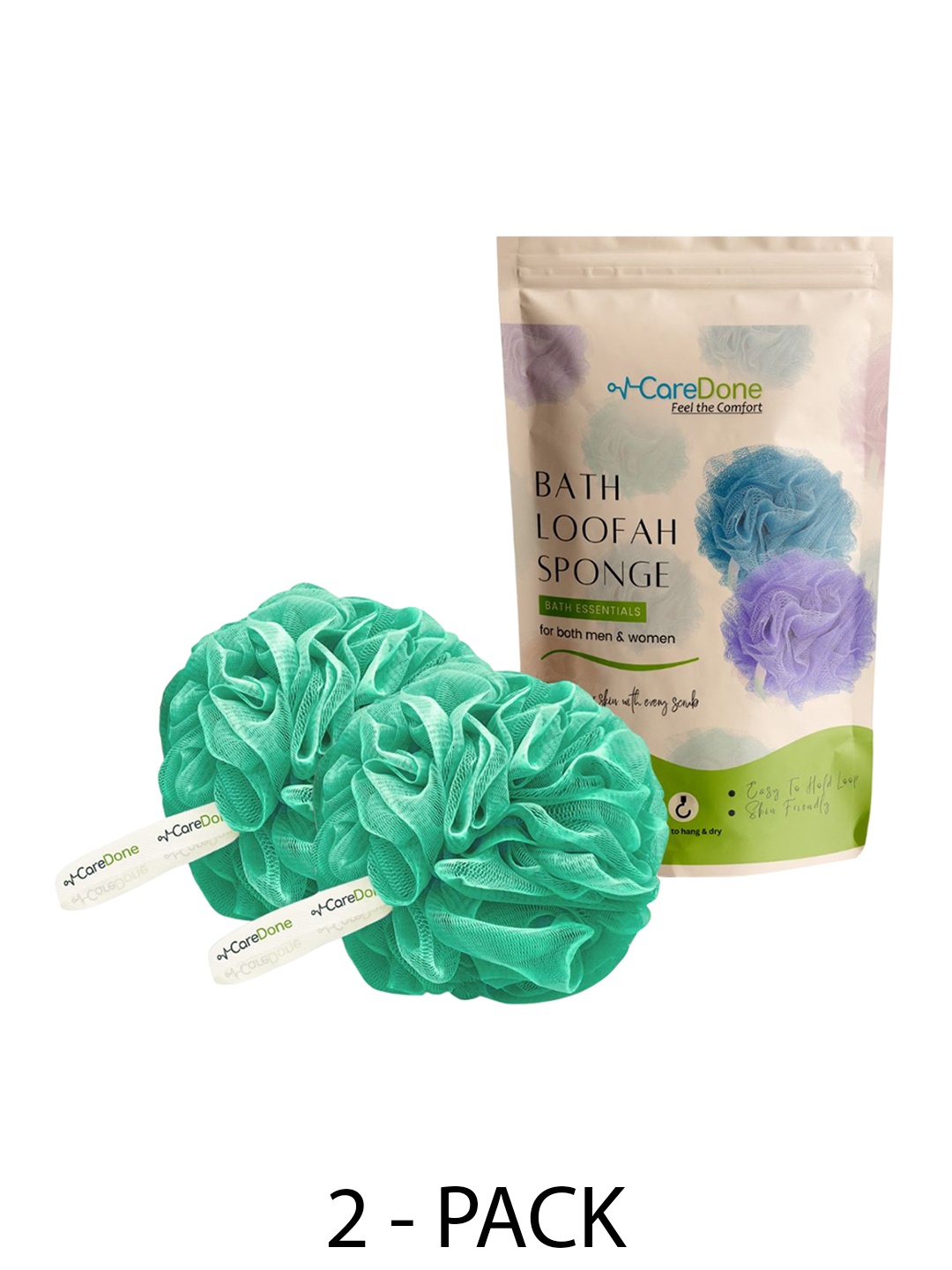 

CareDone Set of 2 Large Bath Loofah Sponge, Green