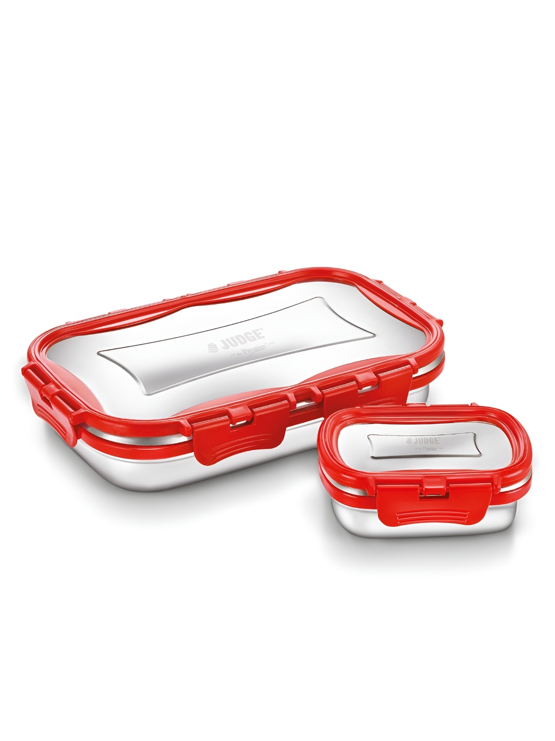 

JUDGE By Prestige Red 2 Pieces Classic Stainless Steel Lunch Box, Silver