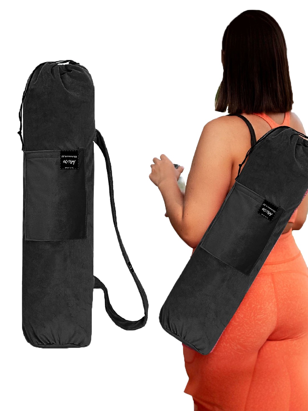 

STRAUSS Velvet Yoga Mat Bag, Black