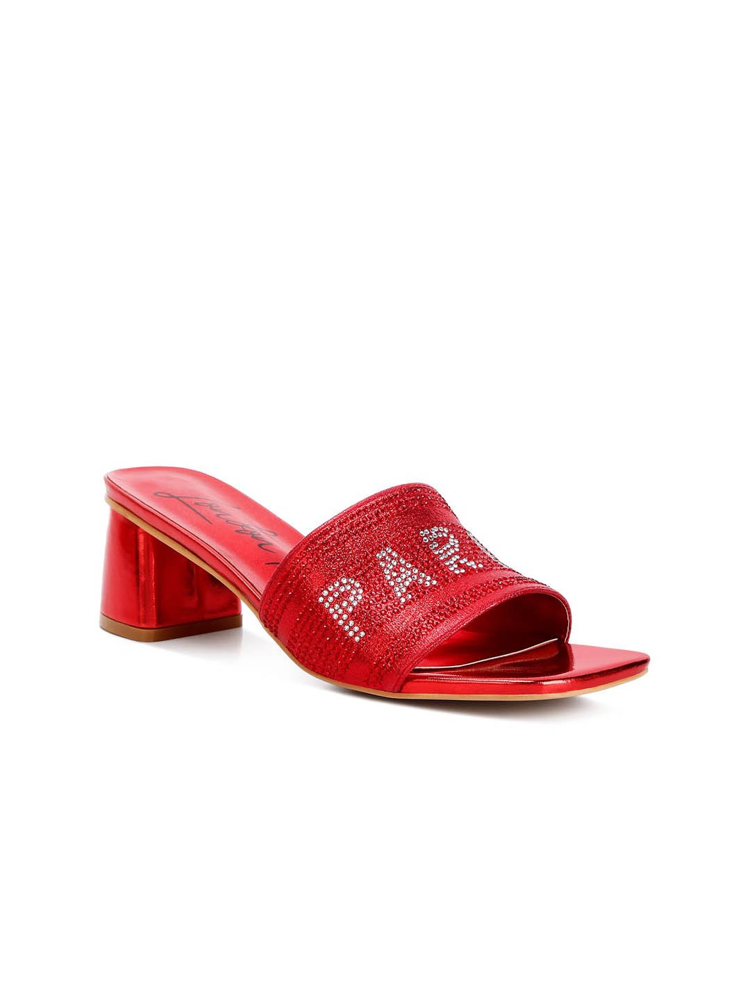 

London Rag Women Embellished Block Sandals, Red