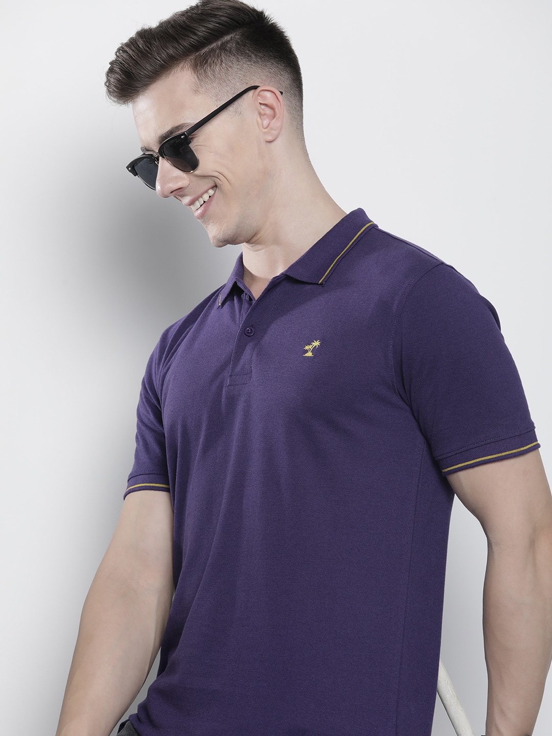 

The Indian Garage Co Men Solid Polo Collar T-shirt, Purple