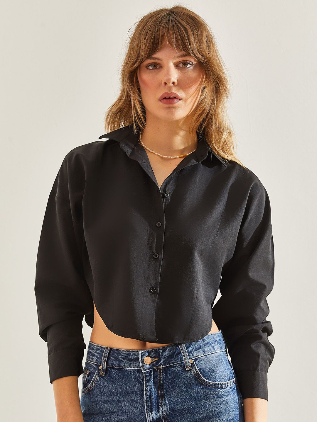 

BIANCO LUCCI Women Spread Collar Solid Casual Shirt, Na