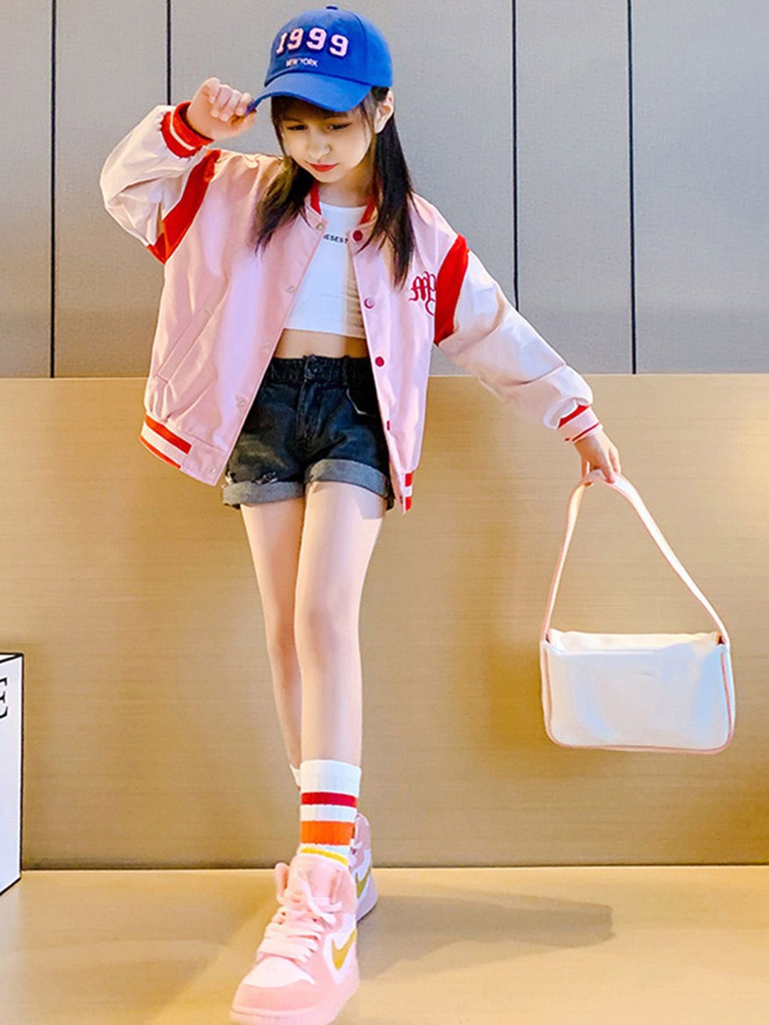 

INCLUD Girls Patchwork Jacket, Pink