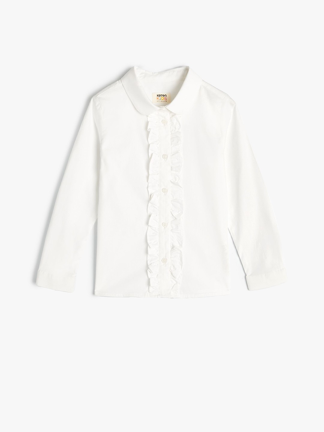 

Koton Girls Spread Collar Solid Cotton Casual Shirt, White