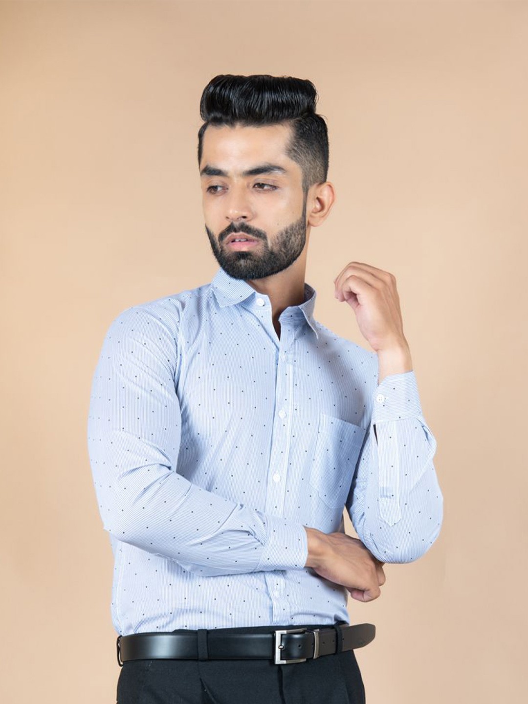 

Tistabene Men Standard Spread Collar Micro Ditsy Printed Cotton Casual Shirt, Blue