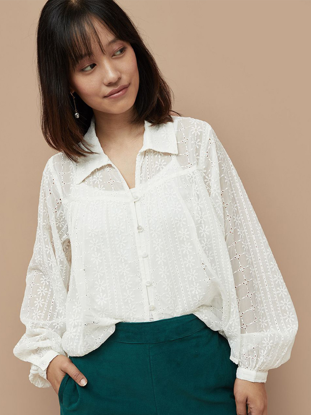 

Colour Me by Melange Cotton Top, White