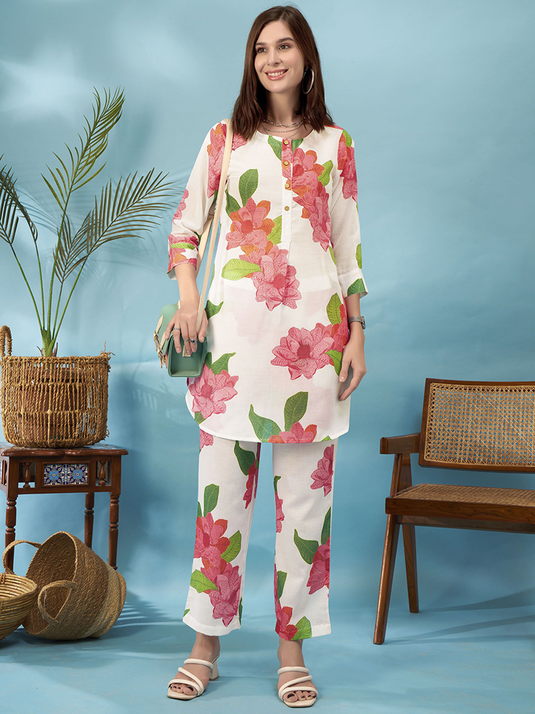 

Anouk Rustic Cotton Printed Kurta Set, White