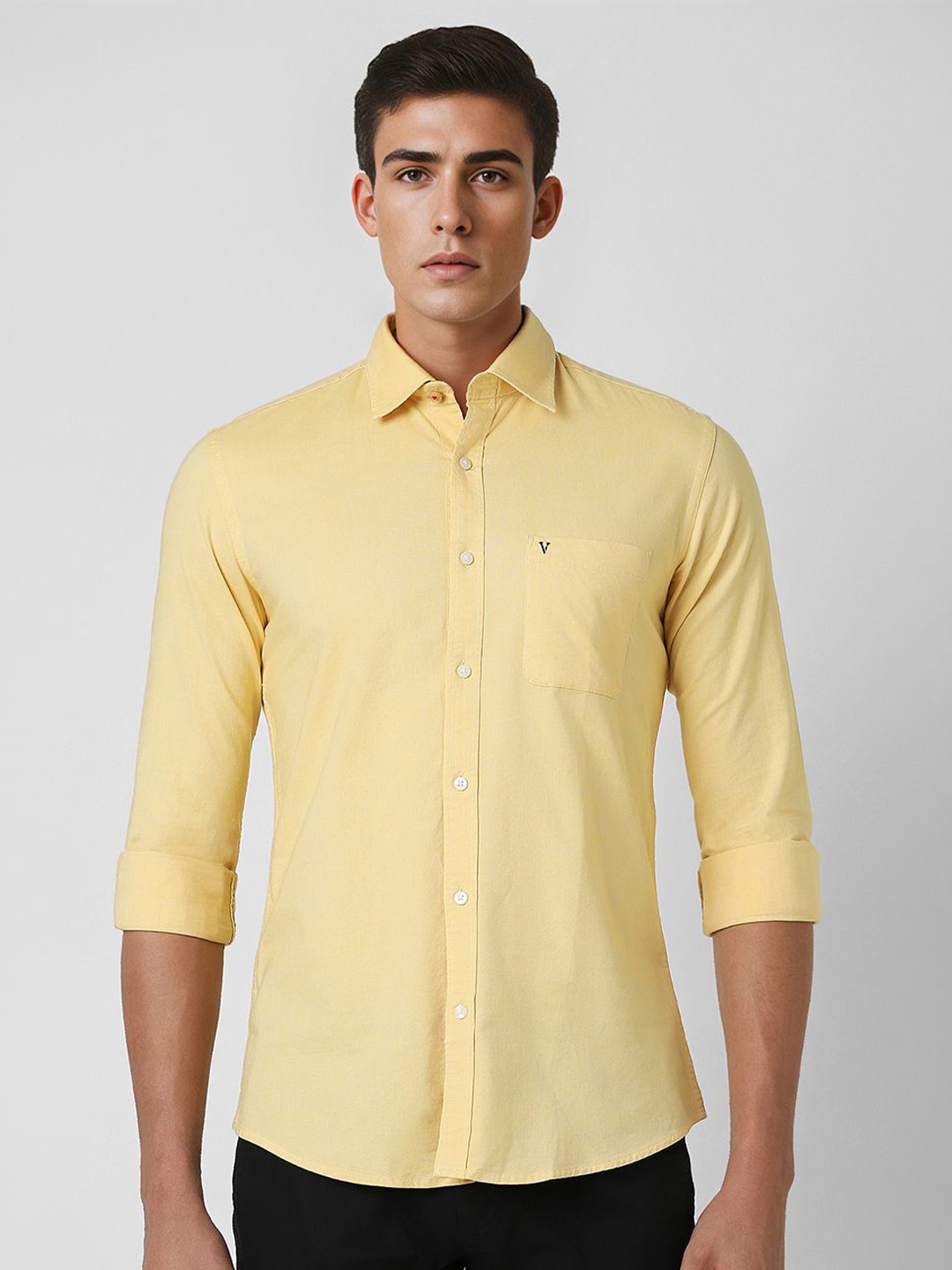 

Van Heusen Sport Men Spread Collar Solid Cotton Slim Fit Casual Shirt, Yellow