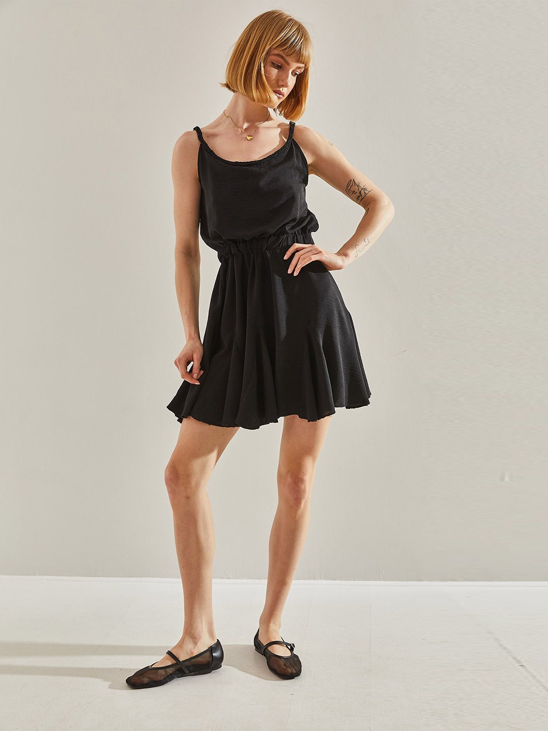 

BIANCO LUCCI Shoulder Straps Fit & Flare Dress, Na