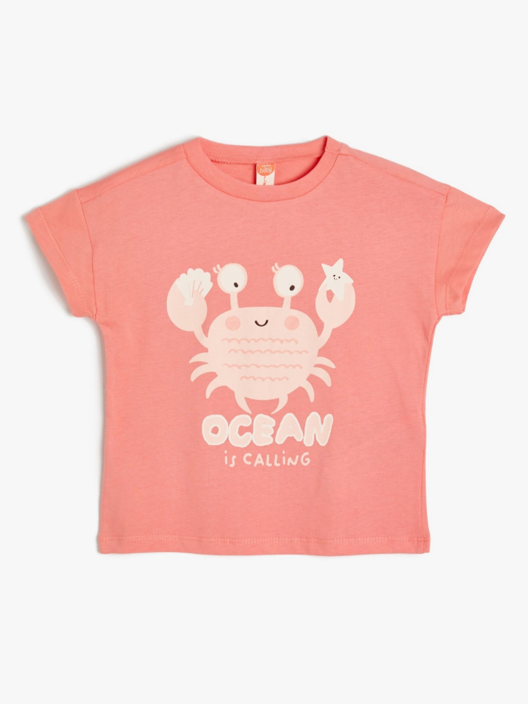 

Koton Girls Graphic Printed Round Neck Cotton T-Shirt, Orange