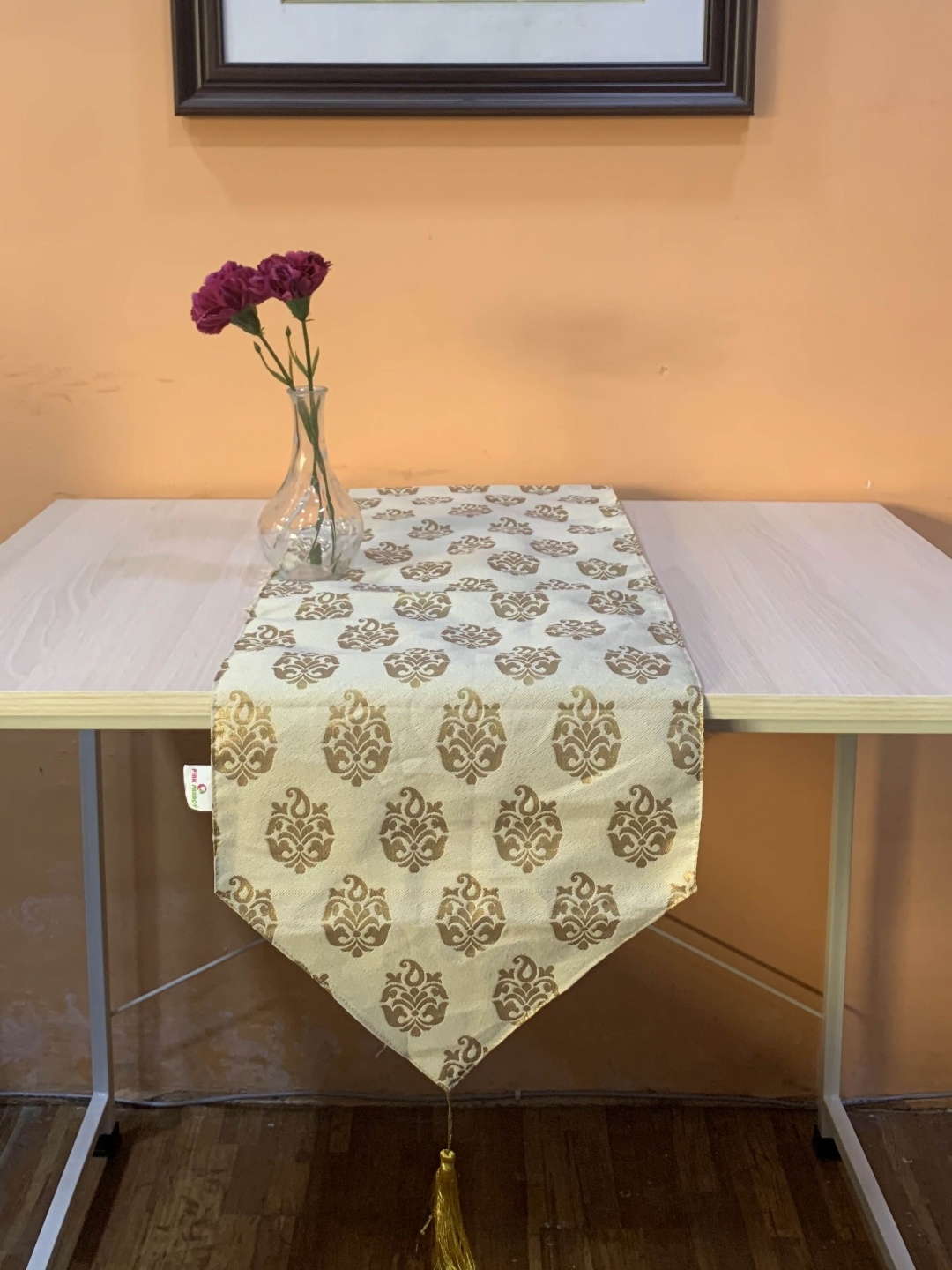 

Pink Parrot Cream-Colored Printed Table Runner