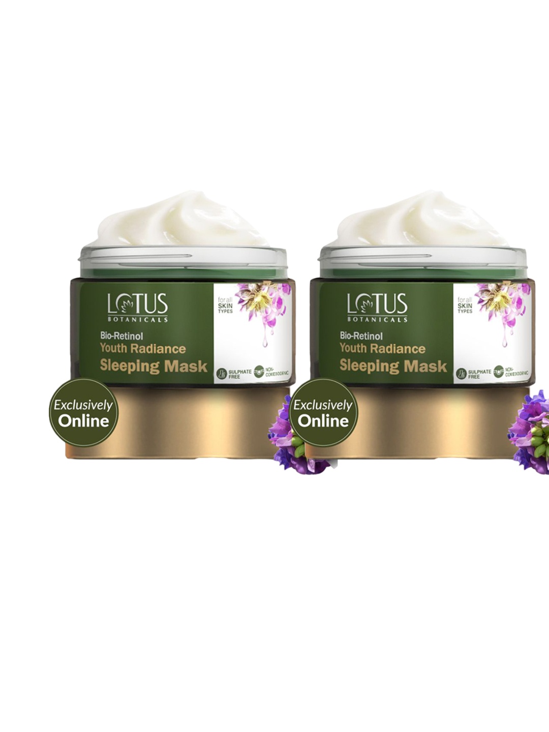 

Lotus Botanicals Set Of 2 Bio Retinol Youth Radiance Sleeping Mask- 50g Each, Green