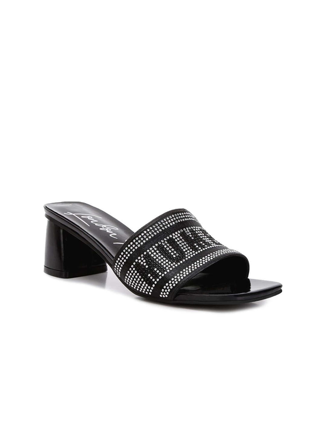 

London Rag Embellished Block Heel Sandals, Black