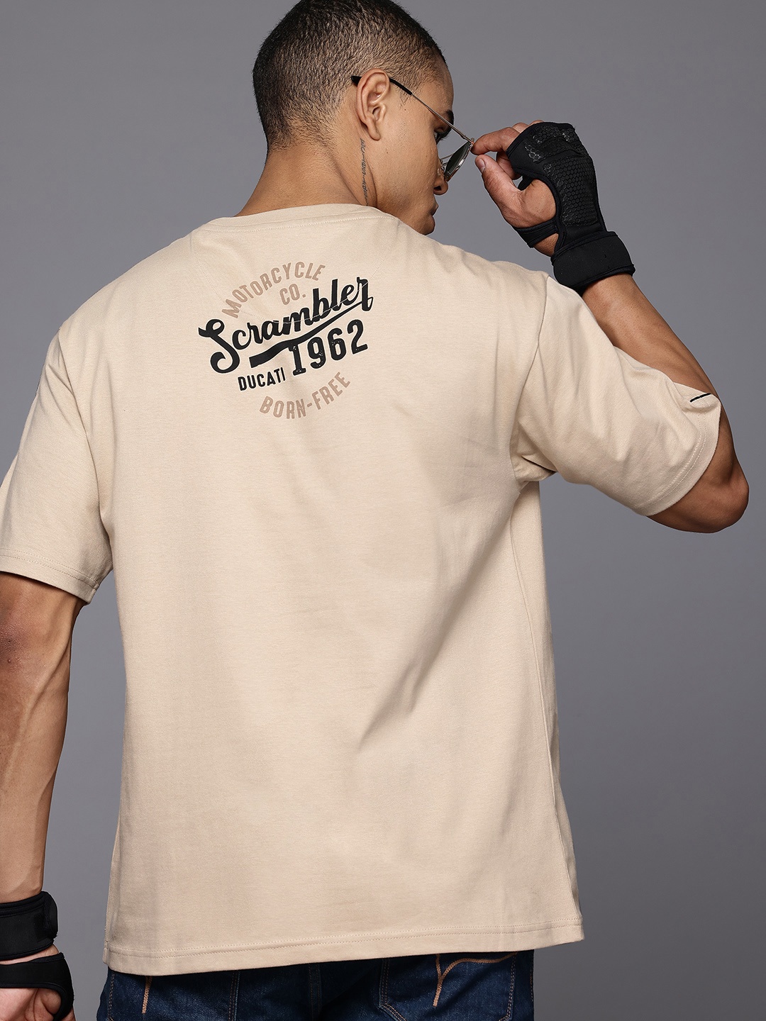 

Ducati Printed Pure Cotton Boxy T-shirt, Beige